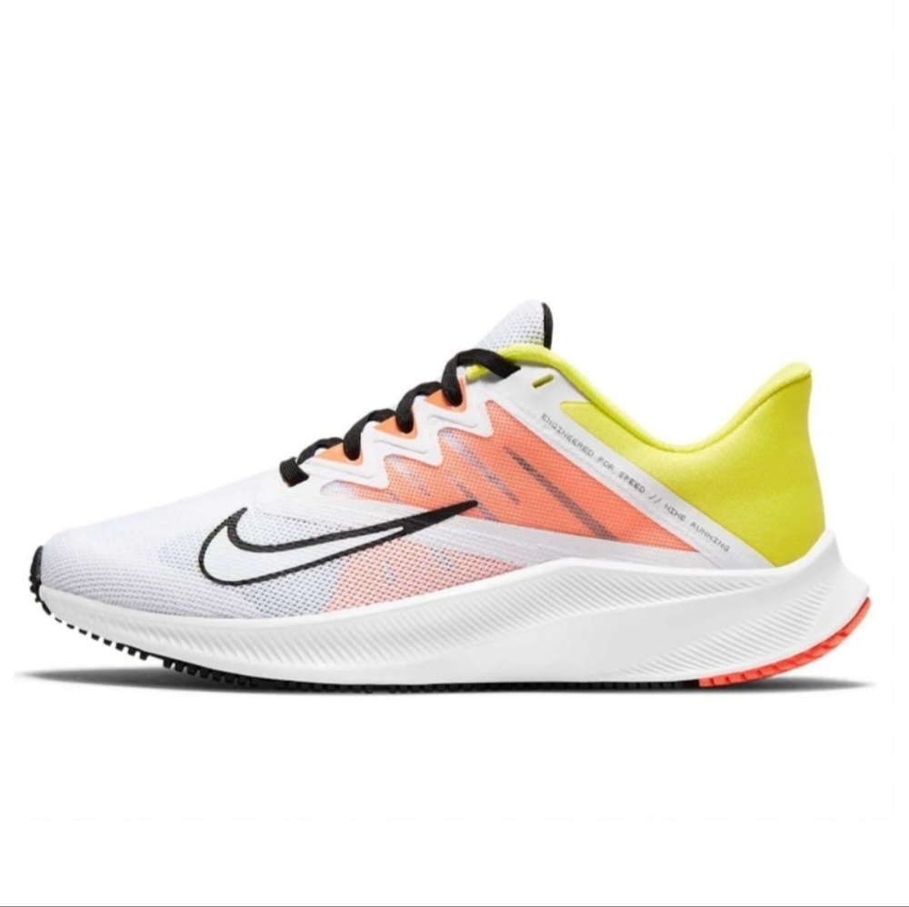 Nike Women's Quest 3 White Yellow Orange Running Shoes Sneakers, Sz 9.5
